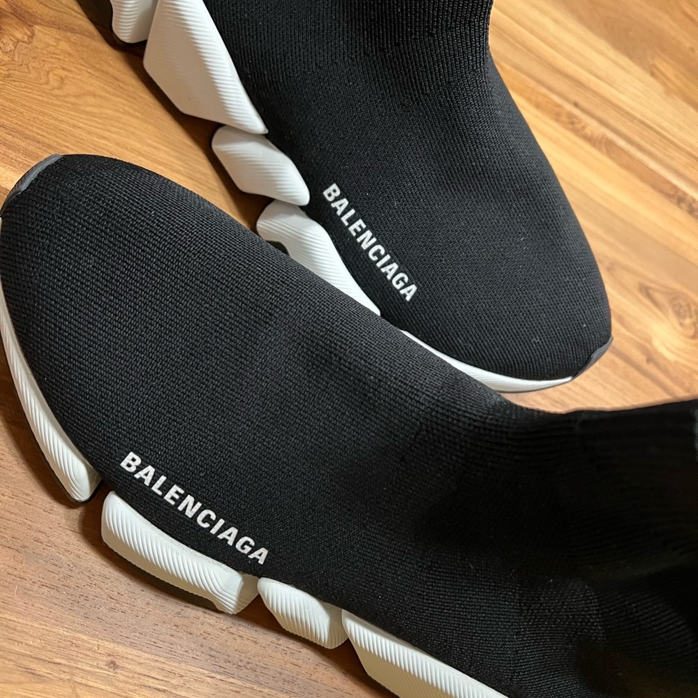 Black and white balenciaga shoes
